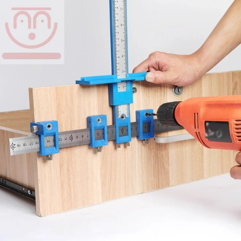 Woodworking Drill - Holzbearbeitungs-Griffpositionierer, Hilfswerkzeug für Schranktür-Bohrungen, Holzbearbeitungs-Griffbohrpositionierer
