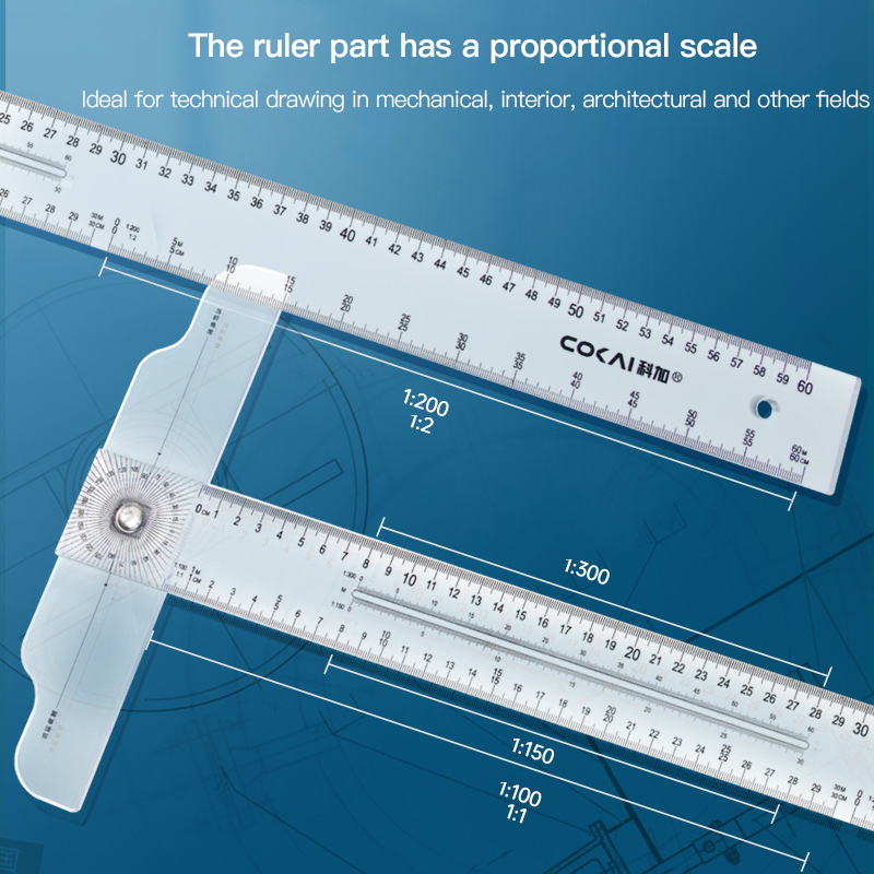 Woodworking Groove - Doppelseitiges T-Quadrat-Lineal, durchsichtige transparente Maße, gerades