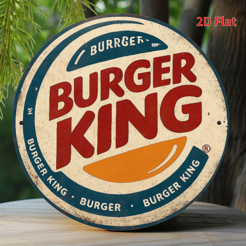 Woodworking Logos - Burger King Retro-Holzlogo – Rot-weiße Burger
