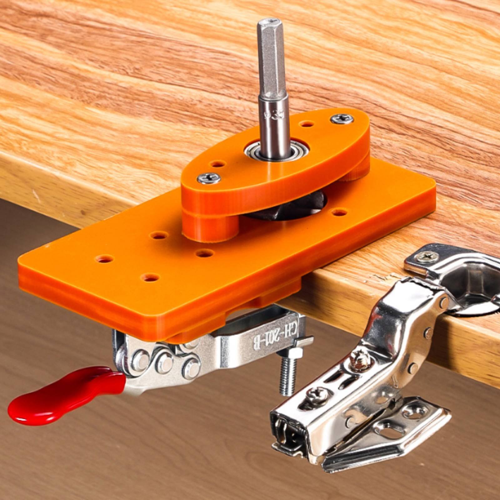 Woodworking Jig - 35mm Scharnier-Bohrlehre: Langlebige Türscharnier-Bohrlehre, Holzfräser, Bohrlochführung,