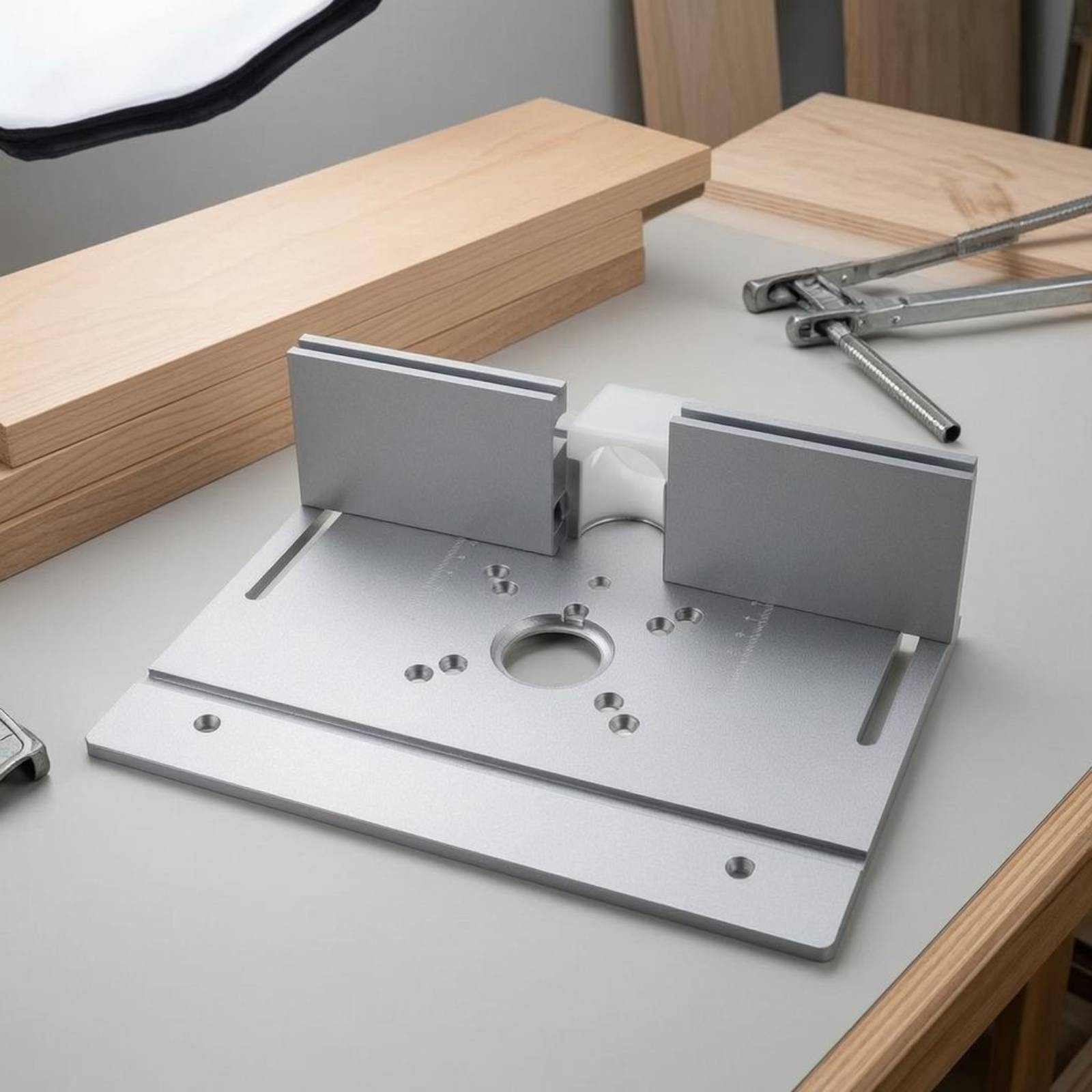 Woodworking Table - Fräserplatteneinsätze für Tischfräsen, Metall-Silber, Holzbearbeitungswerkzeug