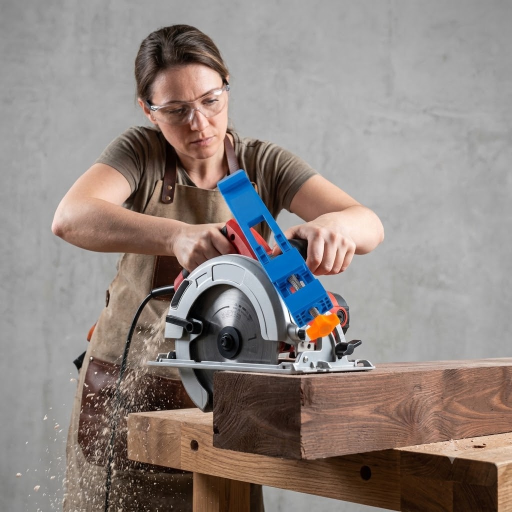 Woodworking Electric Saw - Langlebige ABS-Elektro-Kreissäge, Hochleistungs-Präzisionsschneidwerkzeug mit Verstellbarer Führung,