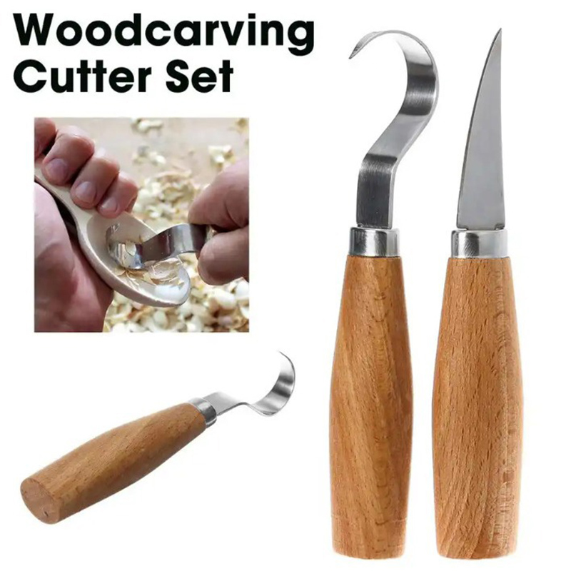 Woodworking Groove - Holzschnitzmesser, Hakenmesser, Schnitzwerkzeuge, ergonomischer Holzbearbeitungslöffel, langlebig,