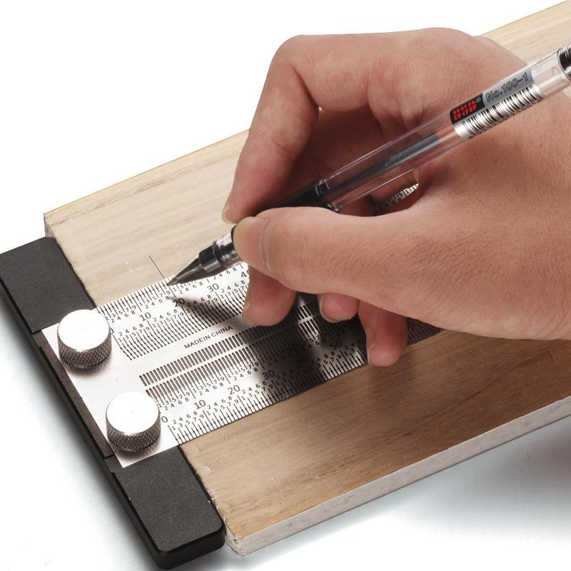 Woodworking Ruler - Hochpräzises T-förmiges Lochlineal aus Edelstahl für