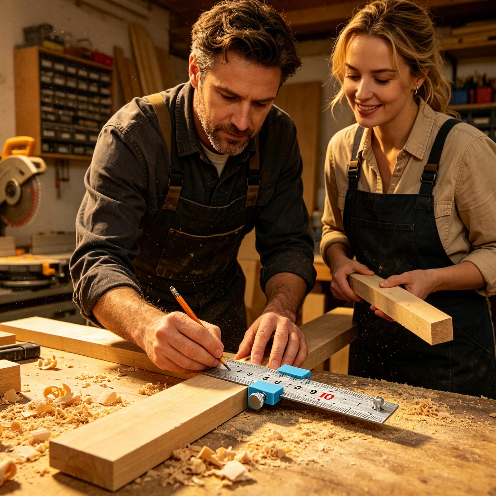 Woodworking Ruler - Tischlerwerkzeuge, Tischlerlineal, Mess- und Anreißblock, Positionierungsblock,