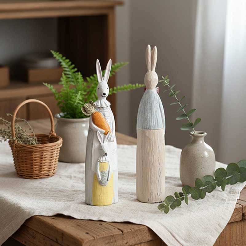 Hasen-Paarstatue aus Holzmaser – Woodworking Rabbet Bewertung und Preis